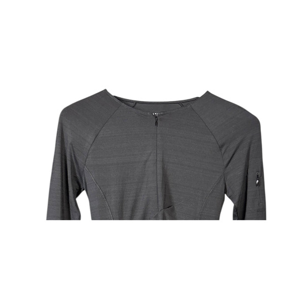 Athleta Pacifica Wrap Front Top Gray XXS Long Sleeve Ruched Yoga Activewear - Picture 4 of 8